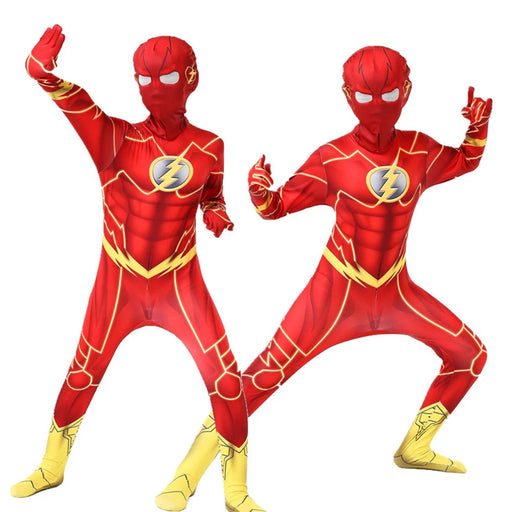 Superhero Flash Cosplay Anime Halloween Costumes for Kids Zentai Masquerade Jumpsuits Alien Party Festival Dress Movie Suit Boy