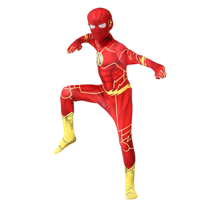 Superhero Flash Cosplay Anime Halloween Costumes for Kids Zentai Masquerade Jumpsuits Alien Party Festival Dress Movie Suit Boy