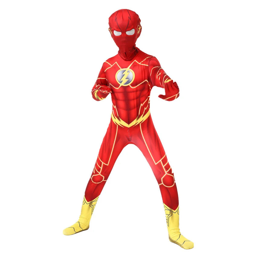 Superhero Flash Cosplay Anime Halloween Costumes for Kids Zentai Masquerade Jumpsuits Alien Party Festival Dress Movie Suit Boy