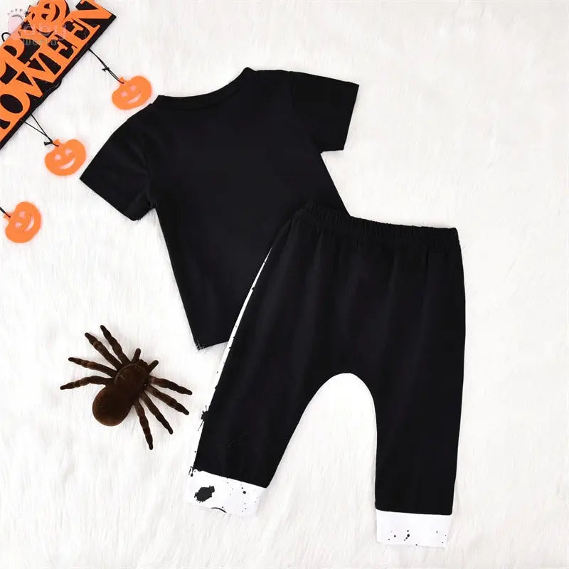 Black Short Sleeve T-Shirt & Trousers Halloween Outfit - Baby World