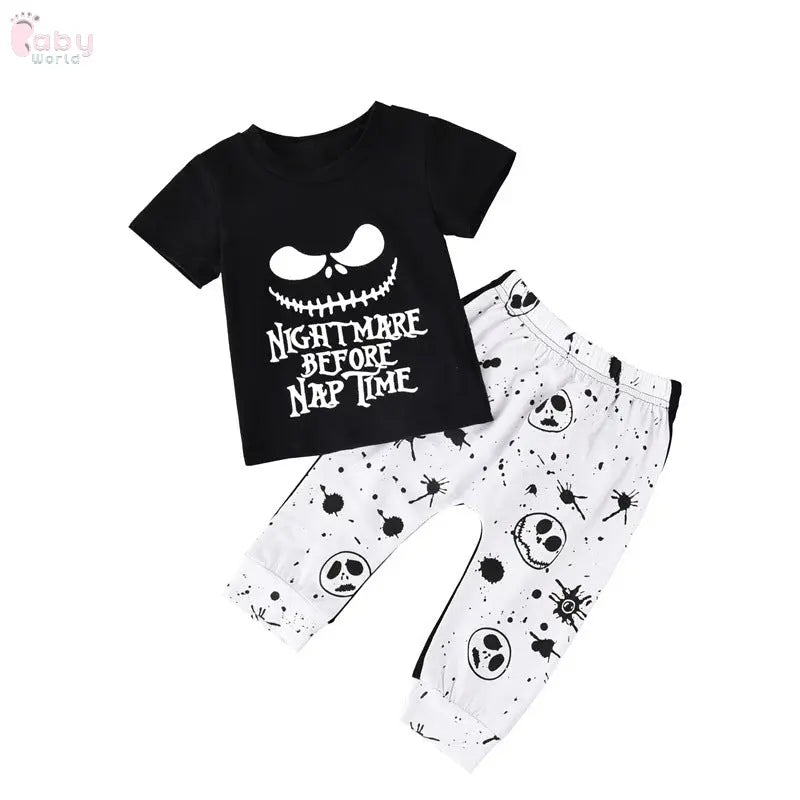Black Short Sleeve T-Shirt & Trousers Halloween Outfit - Baby World