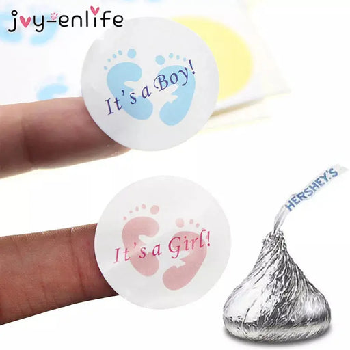 100pcs It's a boy/It's a girl Round Sticker Labels Gender Reveal Stickers Newborn Baby Shower Party Favor Candy Box Gift Baby World