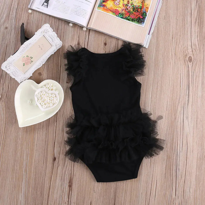 Kids Newborn Infant Baby Girls Bow Embroidered Little Black Dress Fashion Letter Romper Jumpsuit Baby World