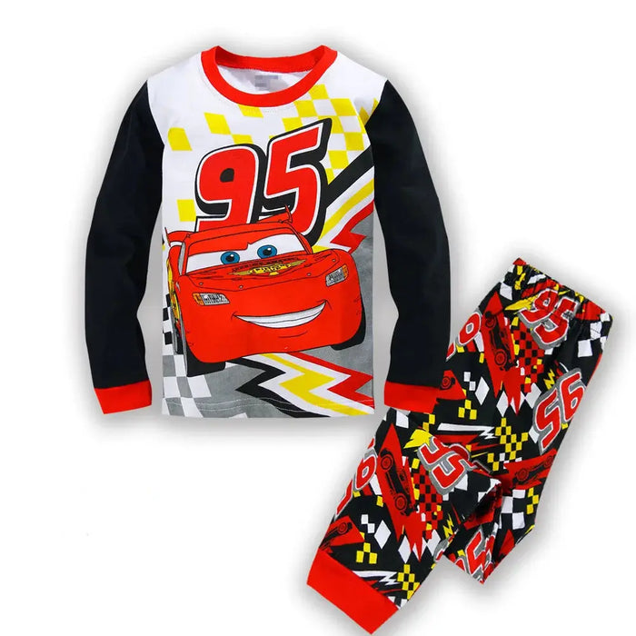 Kids Pajamas Sets Baby Girls and Boys Lightning Mcqueen Pyjamas Cotton Clothes 95 Car Cartoon Long sleeve T-shirt+Pants pyjama Baby World