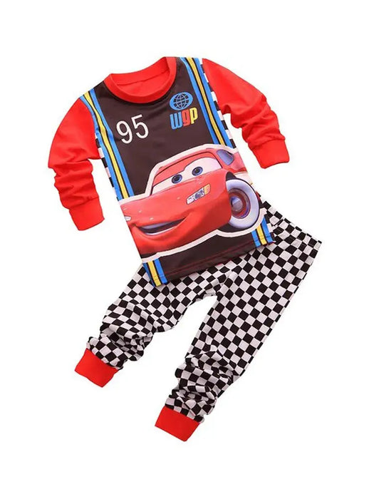 Kids Pajamas Sets Baby Girls and Boys Lightning Mcqueen Pyjamas Cotton Clothes 95 Car Cartoon Long sleeve T-shirt+Pants pyjama Baby World