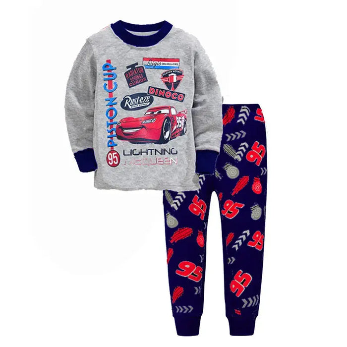 Kids Pajamas Sets Baby Girls and Boys Lightning Mcqueen Pyjamas Cotton Clothes 95 Car Cartoon Long sleeve T-shirt+Pants pyjama Baby World