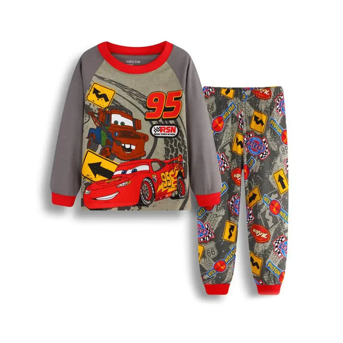 Kids Pajamas Sets Baby Girls and Boys Lightning Mcqueen Pyjamas Cotton Clothes 95 Car Cartoon Long sleeve T-shirt+Pants pyjama Baby World