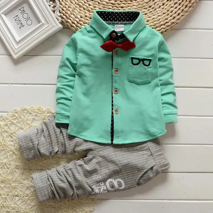 Kids Thinner Clothes Sets Spring Autumn Tracksuit Baby Boys Kid Long Sleeve Gentleman Suits Children T Shirt Pants Clothing Sets Baby World