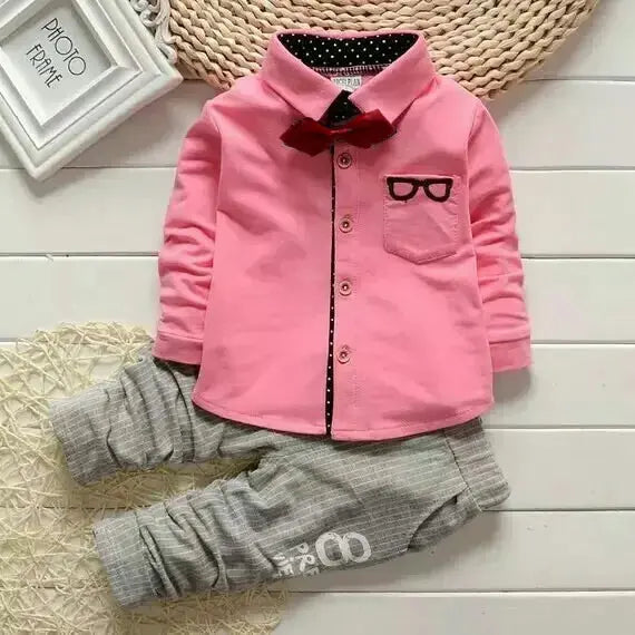 Kids Thinner Clothes Sets Spring Autumn Tracksuit Baby Boys Kid Long Sleeve Gentleman Suits Children T Shirt Pants Clothing Sets Baby World