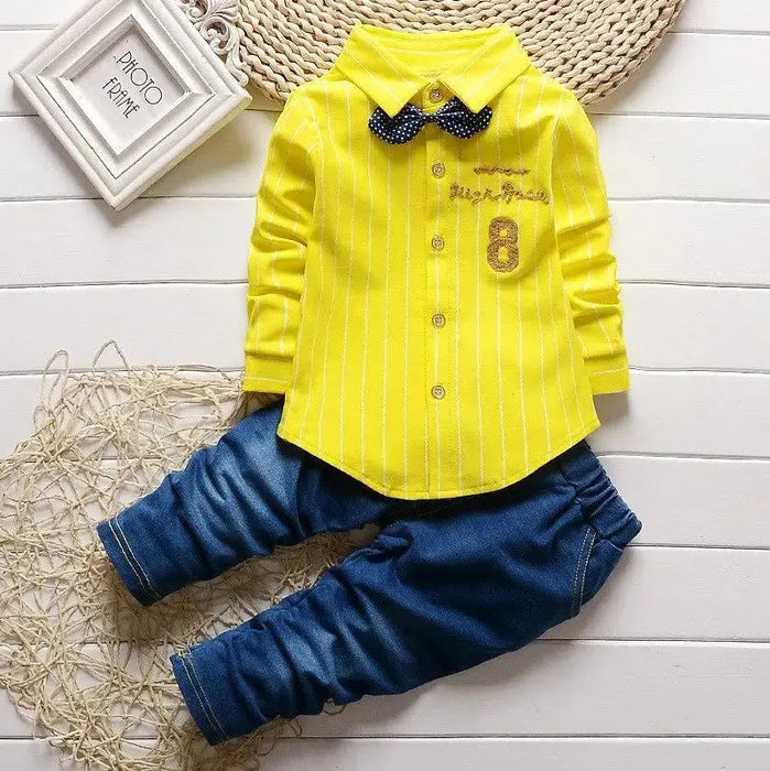 Kids Thinner Clothes Sets Spring Autumn Tracksuit Baby Boys Kid Long Sleeve Gentleman Suits Children T Shirt Pants Clothing Sets Baby World