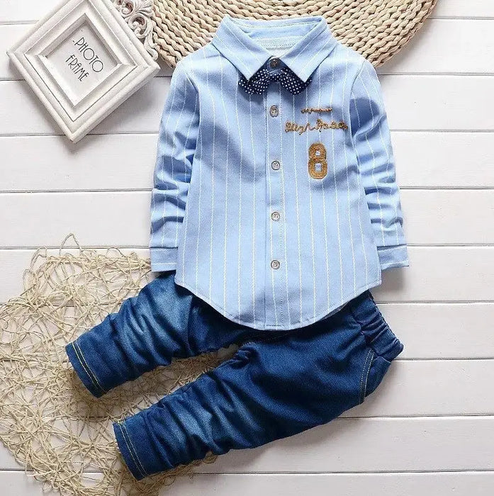 Kids Thinner Clothes Sets Spring Autumn Tracksuit Baby Boys Kid Long Sleeve Gentleman Suits Children T Shirt Pants Clothing Sets Baby World