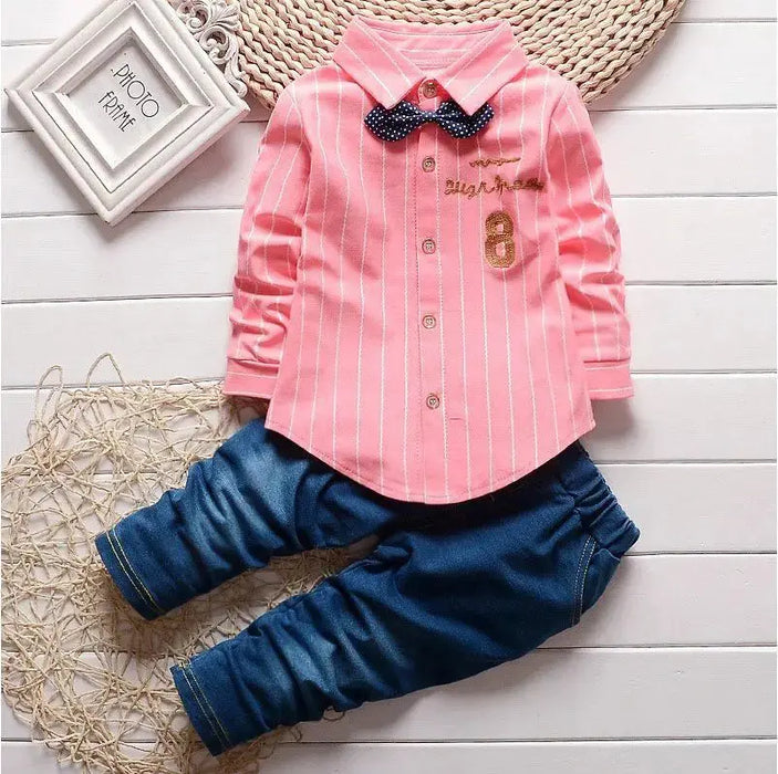 Kids Thinner Clothes Sets Spring Autumn Tracksuit Baby Boys Kid Long Sleeve Gentleman Suits Children T Shirt Pants Clothing Sets Baby World