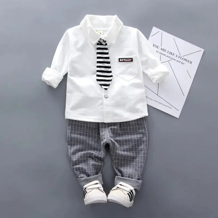 Kids Thinner Clothes Sets Spring Autumn Tracksuit Baby Boys Kid Long Sleeve Gentleman Suits Children T Shirt Pants Clothing Sets Baby World