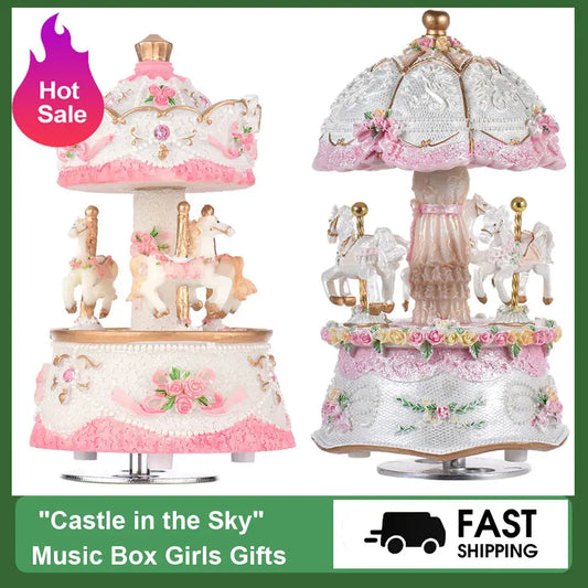 LED Carousel Music Box Merry-Go-Round Rotating Horse Music Box Toy Child Baby Gifts Carousel Music Artware Christmas Home Decor Baby World