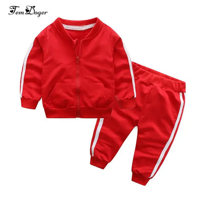New Fashion Girl Long Sleeves Solid Zipper Jacket+Pants 2pcs Tracksuit - Baby World