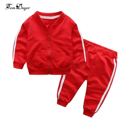 New Fashion Girl Long Sleeves Solid Zipper Jacket+Pants 2pcs Tracksuit - Baby World