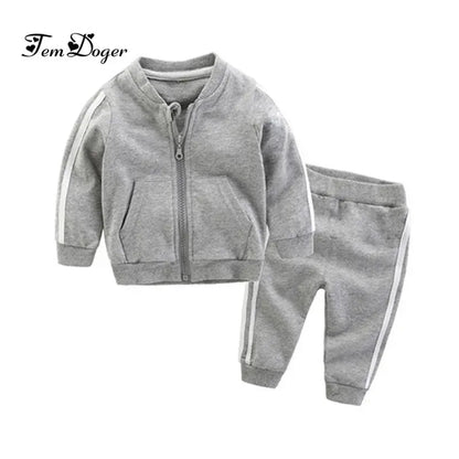 New Fashion Girl Long Sleeves Solid Zipper Jacket+Pants 2pcs Tracksuit - Baby World