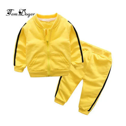 New Fashion Girl Long Sleeves Solid Zipper Jacket+Pants 2pcs Tracksuit - Baby World