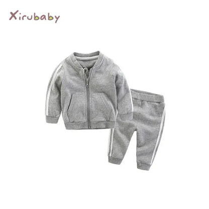 New Fashion Girl Long Sleeves Solid Zipper Jacket+Pants 2pcs Tracksuit - Baby World
