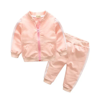 New Fashion Girl Long Sleeves Solid Zipper Jacket+Pants 2pcs Tracksuit - Baby World
