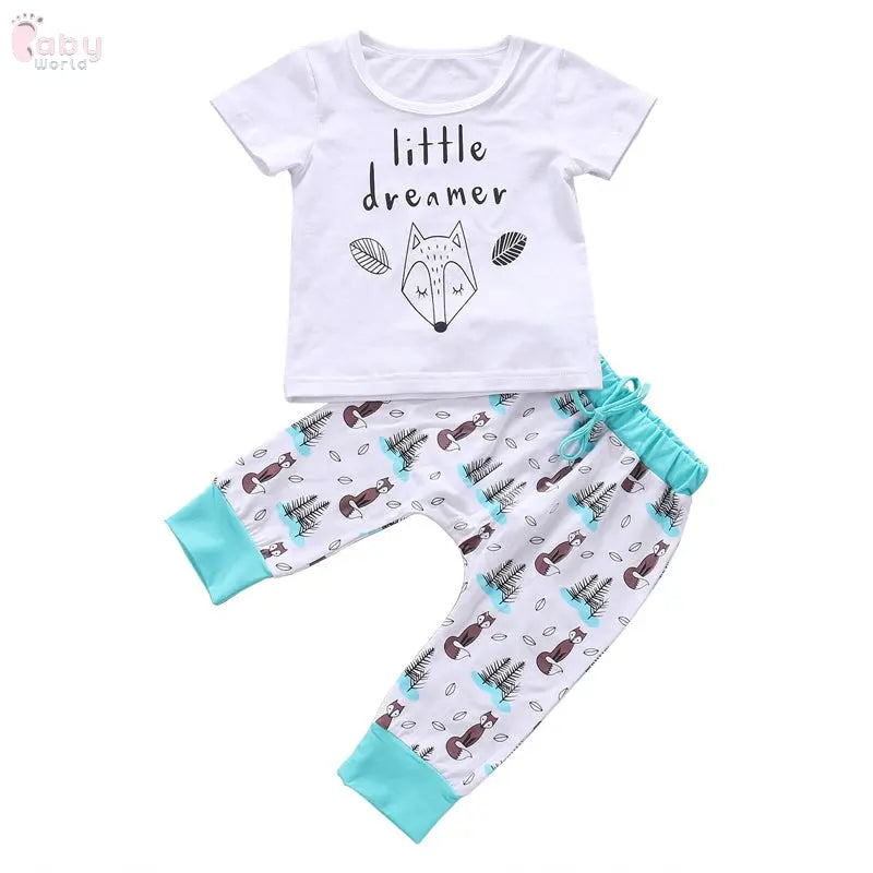 Newborn Baby Clothes Set T-shirt Tops+Pants Little Boys and Girls Outfits Baby World