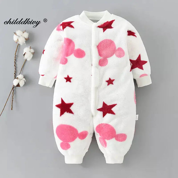 Newborn Baby Spring Winter Clothes Infant Jacket for Girls Jumpsuit for Boys Soft Flannel Bebe Romper Baby Clothes 0-18 Month Baby World