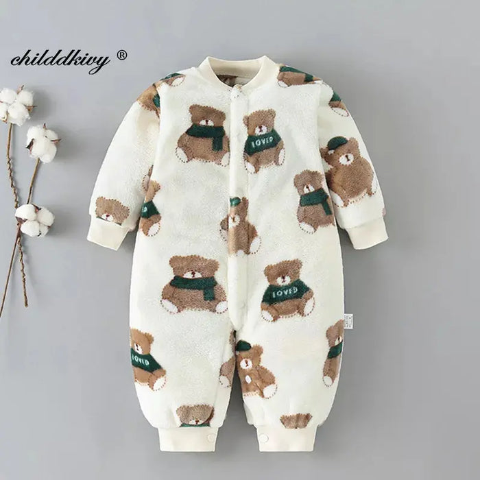 Newborn Baby Spring Winter Clothes Infant Jacket for Girls Jumpsuit for Boys Soft Flannel Bebe Romper Baby Clothes 0-18 Month Baby World