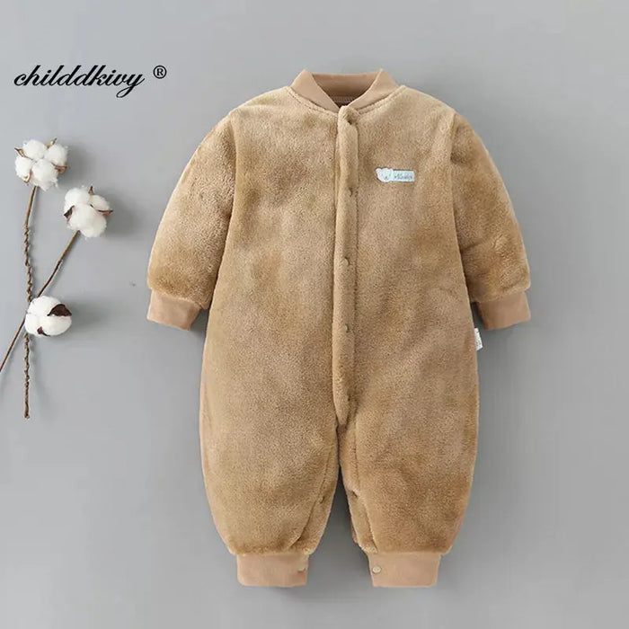 Newborn Baby Spring Winter Clothes Infant Jacket for Girls Jumpsuit for Boys Soft Flannel Bebe Romper Baby Clothes 0-18 Month Baby World