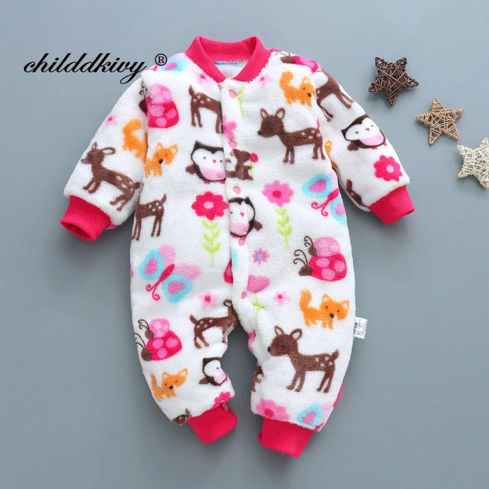 Newborn Baby Spring Winter Clothes Infant Jacket for Girls Jumpsuit for Boys Soft Flannel Bebe Romper Baby Clothes 0-18 Month Baby World