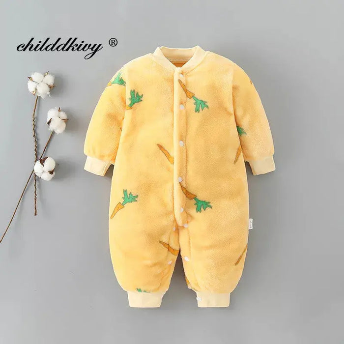 Newborn Baby Spring Winter Clothes Infant Jacket for Girls Jumpsuit for Boys Soft Flannel Bebe Romper Baby Clothes 0-18 Month Baby World