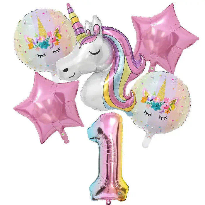 Rainbow Unicorn Balloon 32 inch Number Foil Balloons - Baby World