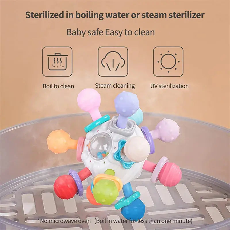 Rotating Rattle Ball Grasping Activity Baby Development Toy - Baby World