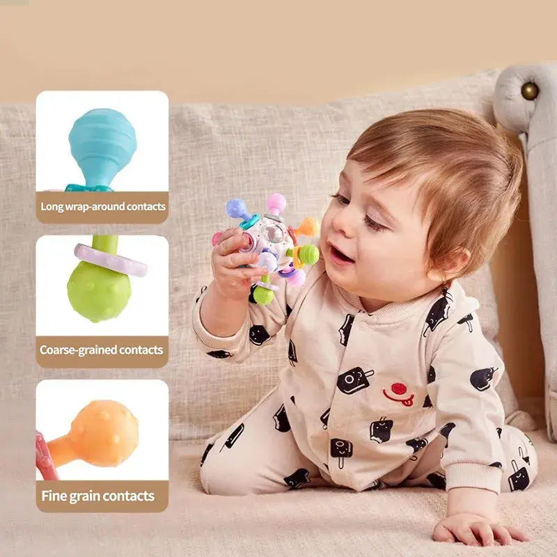 Rotating Rattle Ball Grasping Activity Baby Development Toy - Baby World
