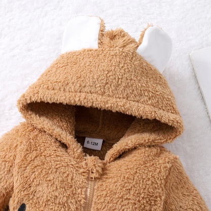 Newborn Plush Bear Jumpsuit | Hooded Winter Romper 0-18 M — Soft & Warm | BabyWorld