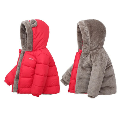 Kids Thick Warm Winter Coat — Fleece Hooded Jacket 2-6Y | BabyWorld