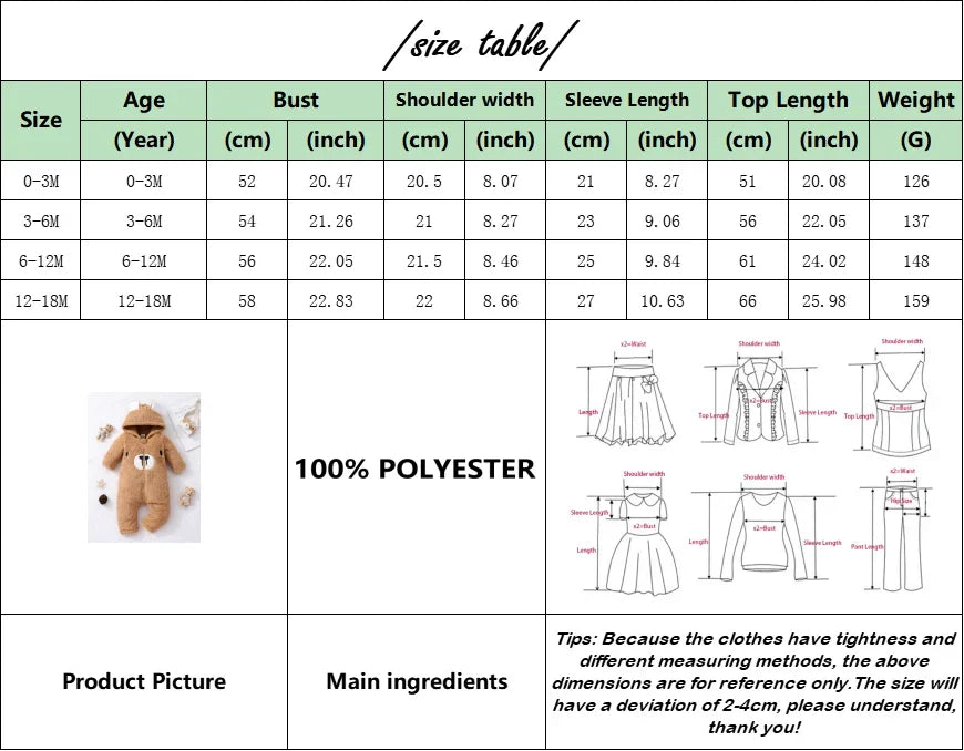Newborn Plush Bear Jumpsuit | Hooded Winter Romper 0-18 M — Soft & Warm | BabyWorld