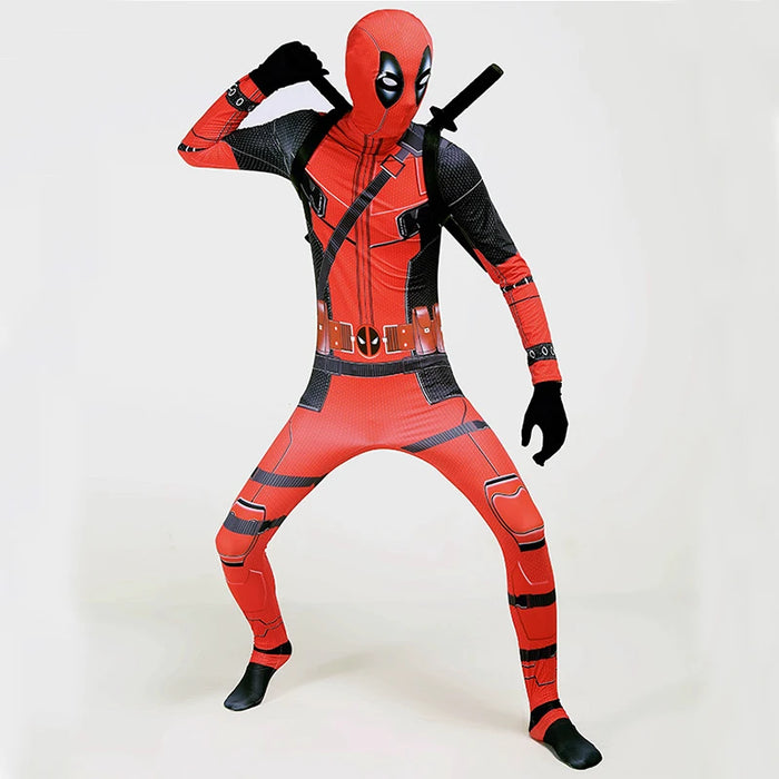 Adult Deadpool Cosplay Costume Jumpsuit Sword Bag Suits Superhero Deadpool Cosplay Bodysuit Halloween Spider Man Costumes