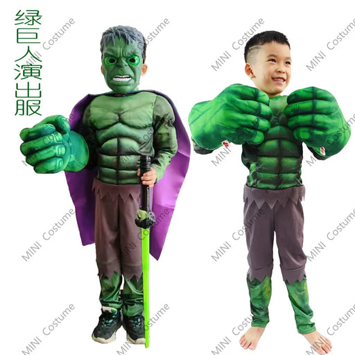 Child Hulk Muscle Costume Superhero  Kids/ Fancy Dress/Halloween Carnival Party Cosplay Boy Carnival Kids Dress Up Game Gift