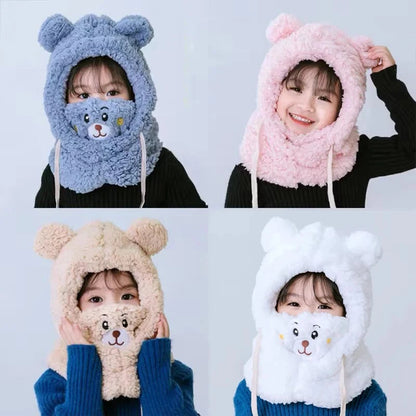 Kids Winter Hat Children Keep Warm Cap Face Cover Neck Protection Windproof Plush Hat Multi-functional Hat for Boys and Girls Baby World
