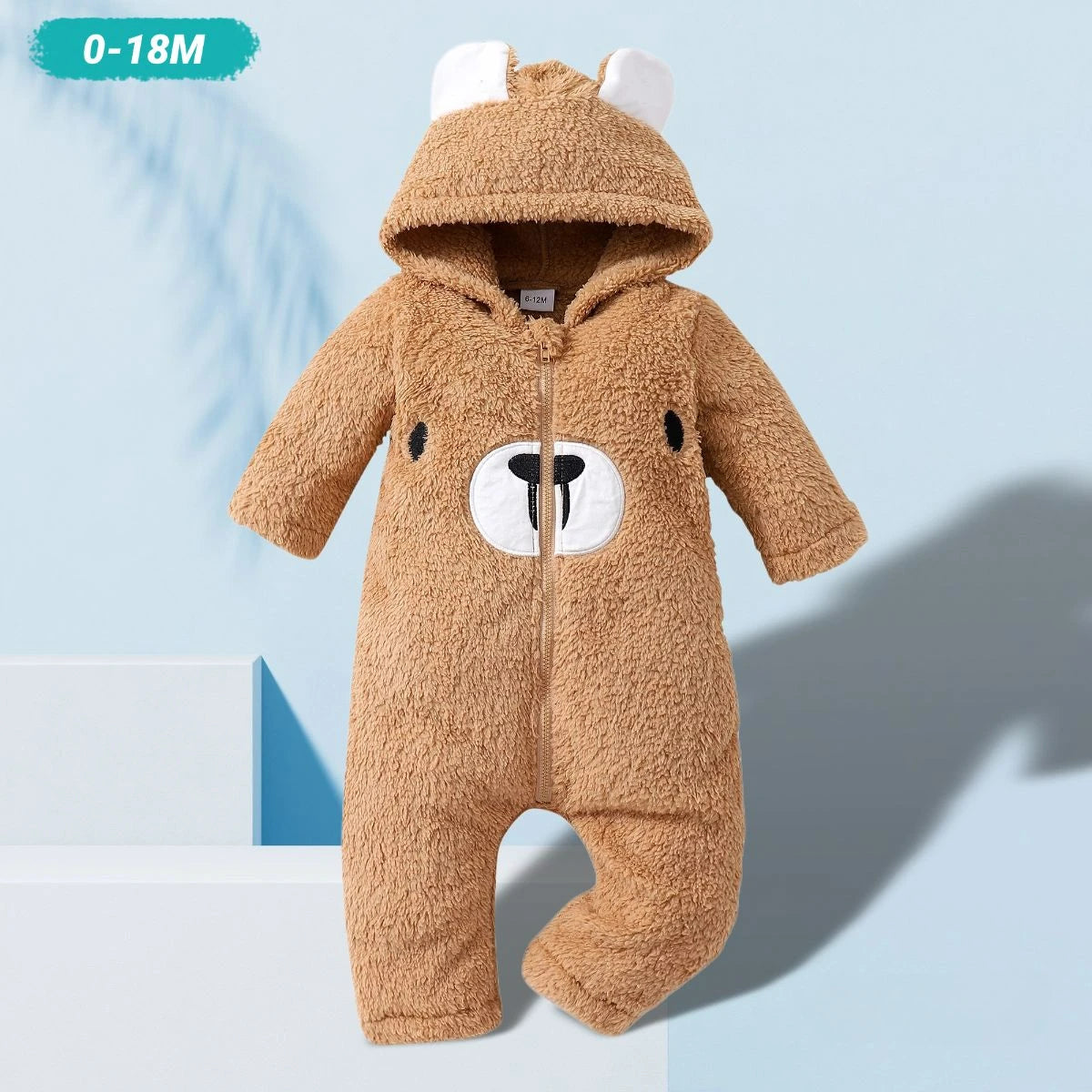 Newborn Plush Bear Jumpsuit | Hooded Winter Romper 0-18 M — Soft & Warm | BabyWorld