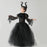 Disney Girls Cosplay Halloween Maleficent Dark Black Tutu Dress Kids Evil Queen Black Mesh Princess With Wings Shawl Costume 12T