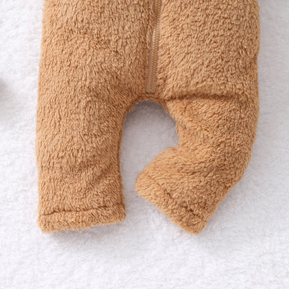 Newborn Plush Bear Jumpsuit | Hooded Winter Romper 0-18 M — Soft & Warm | BabyWorld