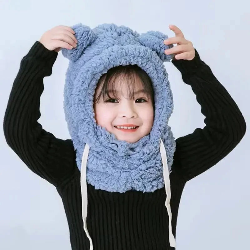 Kids Winter Hat Children Keep Warm Cap Face Cover Neck Protection Windproof Plush Hat Multi-functional Hat for Boys and Girls Baby World