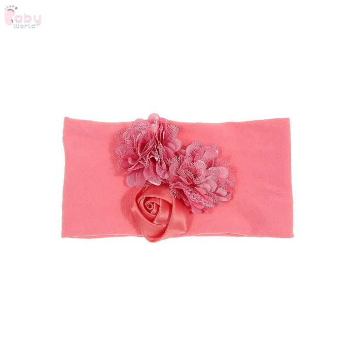 Satin Cloth Mesh Flower Rose Baby Headband Baby World