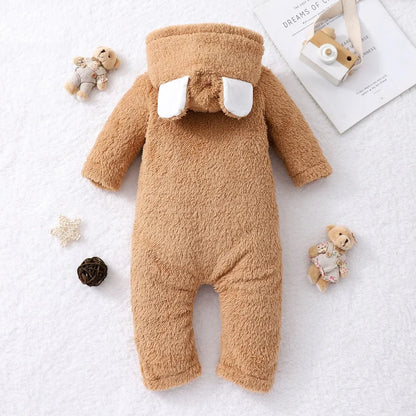 Newborn Plush Bear Jumpsuit | Hooded Winter Romper 0-18 M — Soft & Warm | BabyWorld