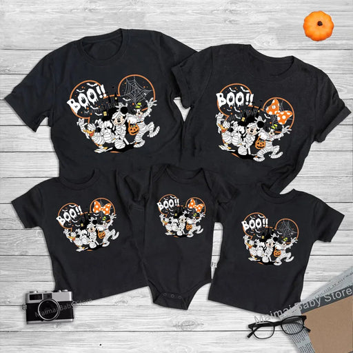 Disney Halloween Shirts Funny Mickey Minnie and Friends Family Matching Outfits Cotton Look Dad Mom Kids Tees Disney Trip Tshirt