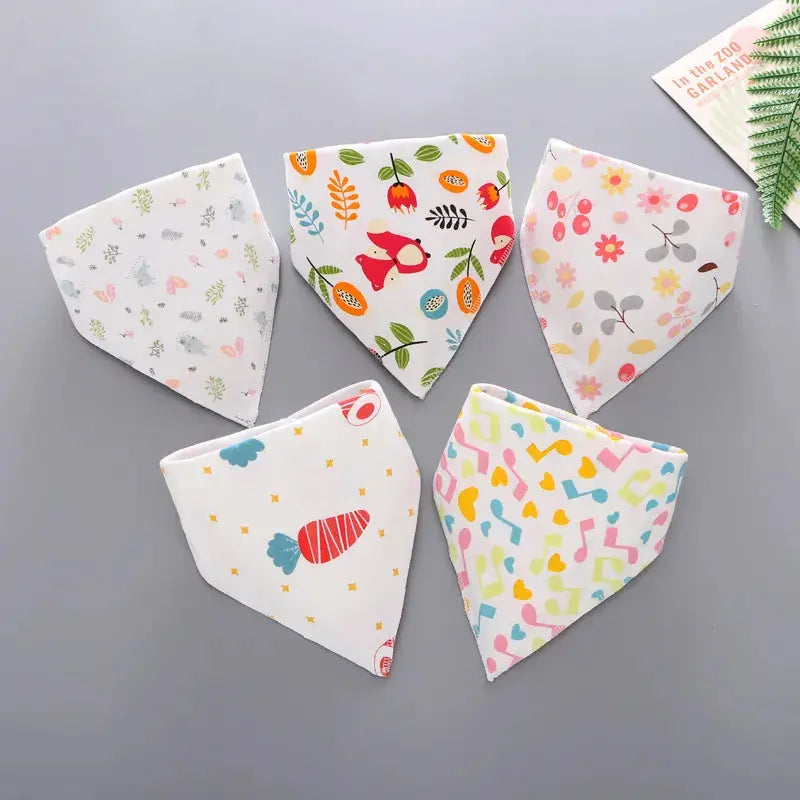 5Pcs/Set Baby Bibs Triangle Double Cotton Bandana - Baby World