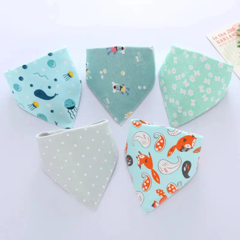 5Pcs/Set Baby Bibs Triangle Double Cotton Bandana - Baby World