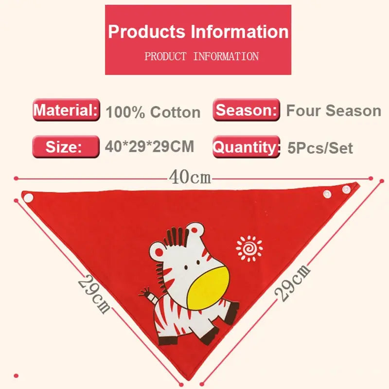 5Pcs/Set Baby Bibs Triangle Double Cotton Bandana - Baby World