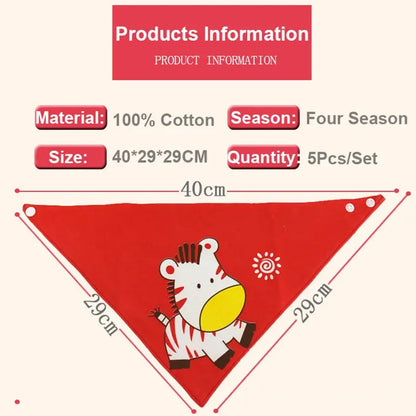 5Pcs/Set Baby Bibs Triangle Double Cotton Bandana - Baby World